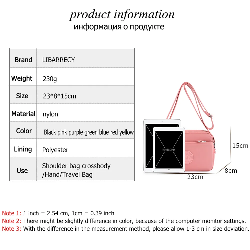 Waterproof Oxford Messenger Bag Female Casual Light Shoulder Bag Female Summer Candy Color Multi Layer Crossbody Bags for Woman