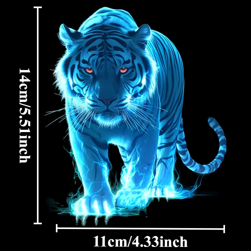 1PC Blue Flame Tiger Motorcycle Stickers Waterproof for Scooter Fuel Tank Vinyl Decals DIY Car Window Bumper Body Decoration image 2