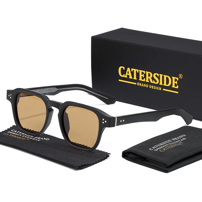 CATERSIDE Vierkante mode-zonnebril Heren Core Insert Temple Luxe merk zonnebril Dames Reizen Strandfeest Festival Geschenken