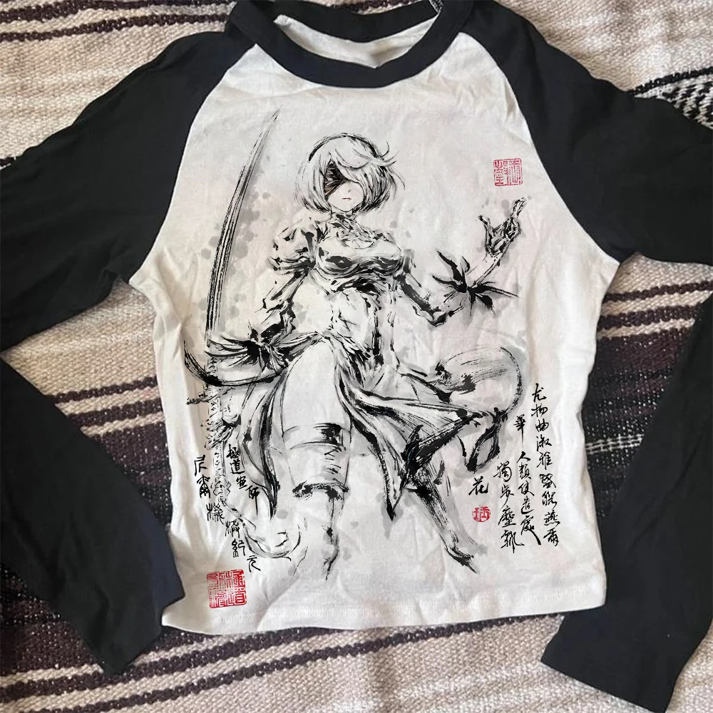 Kpop Star Girl Y2k Kitty 2026 Autumn Women's Harajuku Emo Grunge Clothes Y2k Top Slimming Women's T-shirt Women