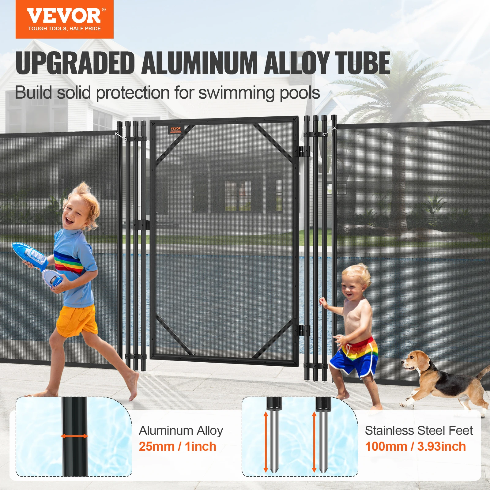 VEVOR Pool Fence Gate Easy DIY Installation Pool Gate Pool Fence Gate Kit with Stainless Steel Latch Pet Security Pool Fencing