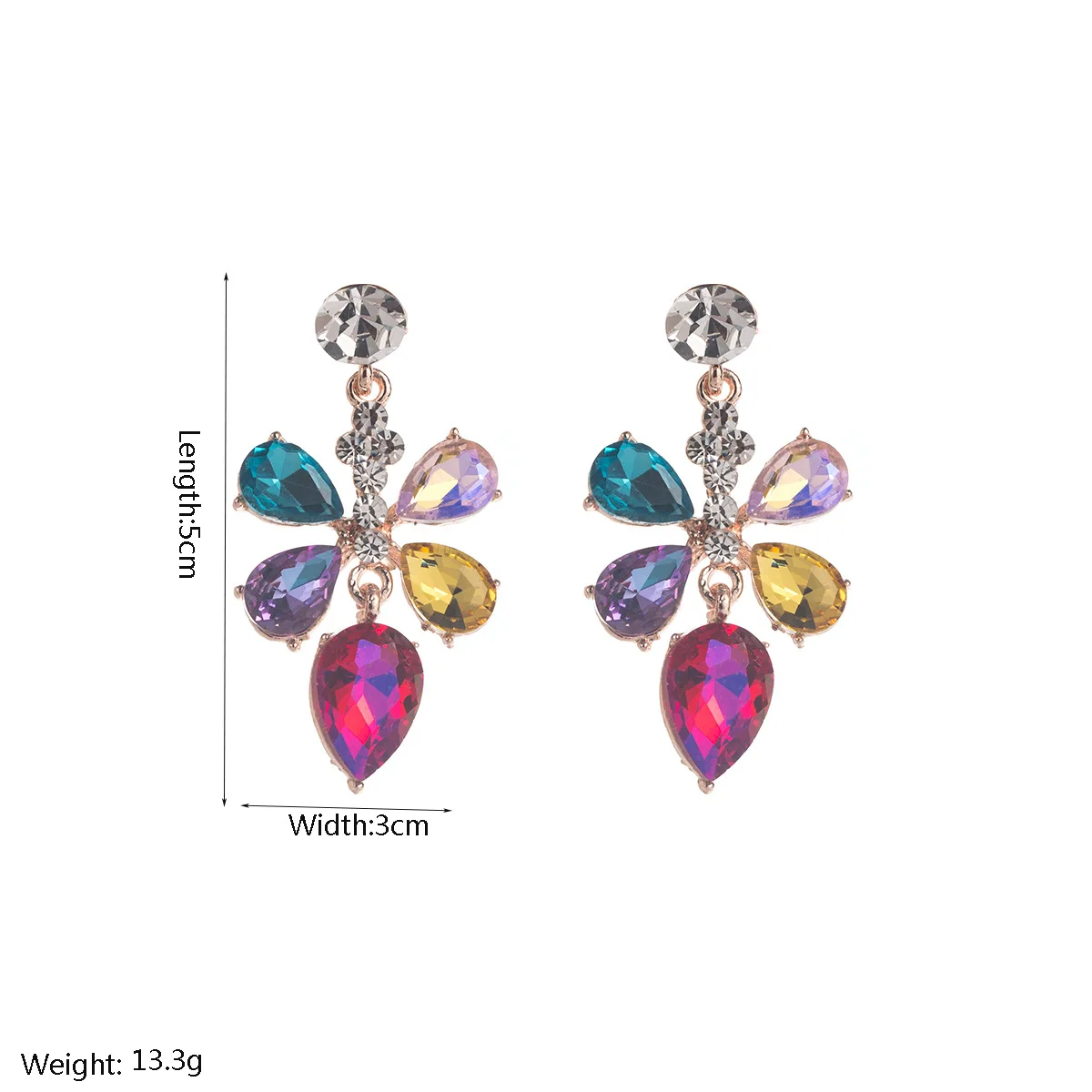 Cross-border new fashion and beautiful diamond drop drop earrings light luxury high-end versatile earrings for women 502