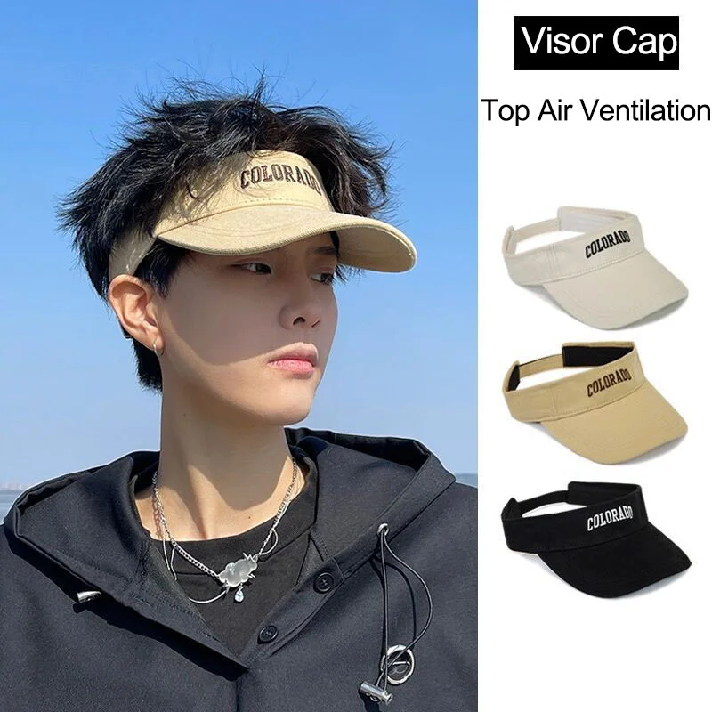 Sun Protection Visor Headwear Cap Men's Sun Shade Hollow Top Hat Sun Hat Summer Outdoor Sports Running Topless Hat