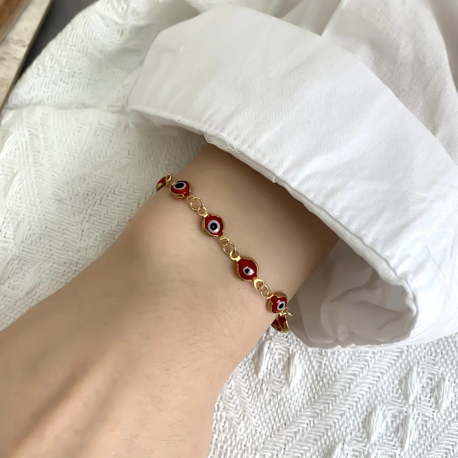 Glücklich Türkei Evil Eye Armband Bunte Rot Blau Auge Ästhetischen Schmuck Für Frauen Einfache Trendy Einstellbare Metall Kette Armbänder – Detail 17