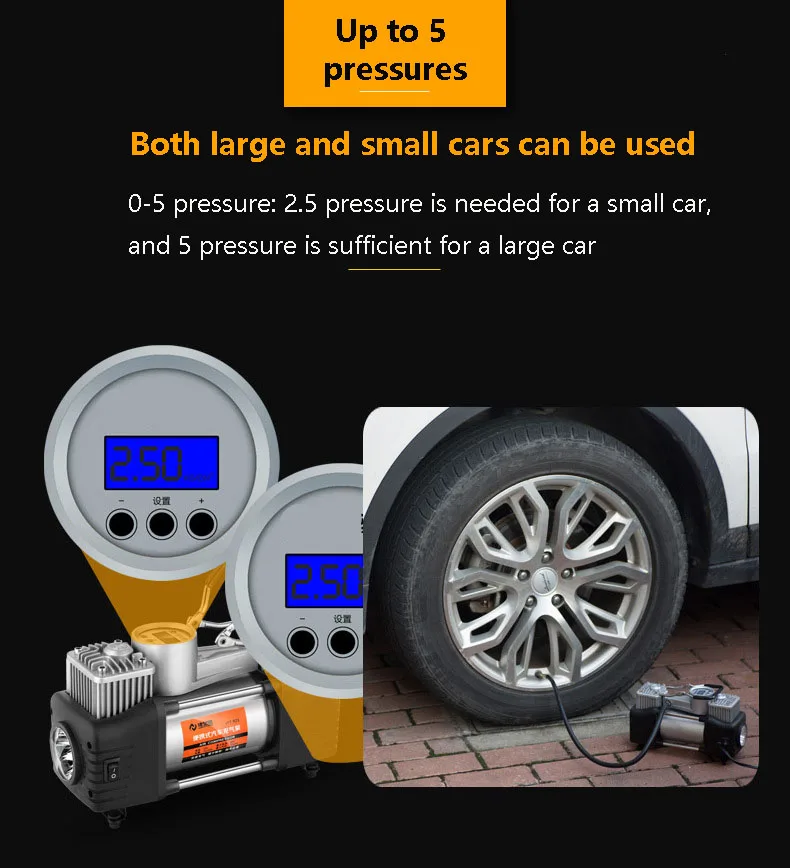 Vehicle Mounted Inflation Pump 12V Dual Cylinder Digital Display Multi-Purpose Vehicle Universal Tire High-Pressure Portable Inf