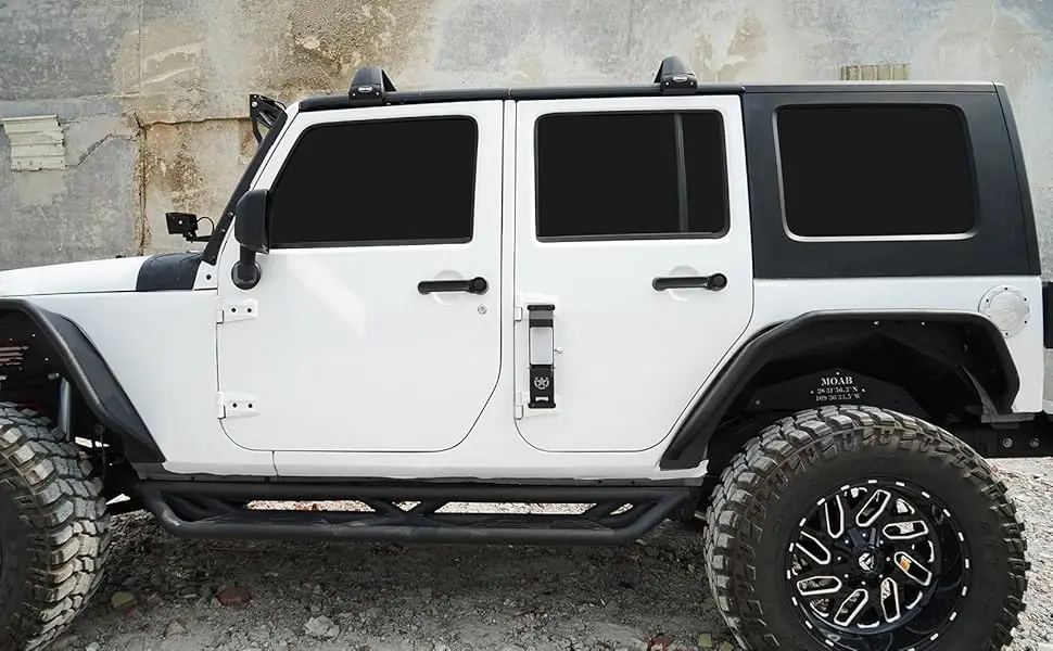 Hooke Road JK Türscharnier-Trittstufe, Metall-Klappfußpedal mit Sternzeichen für 2007-2018 Jeep Wrangler JK & JKU – Detail 1