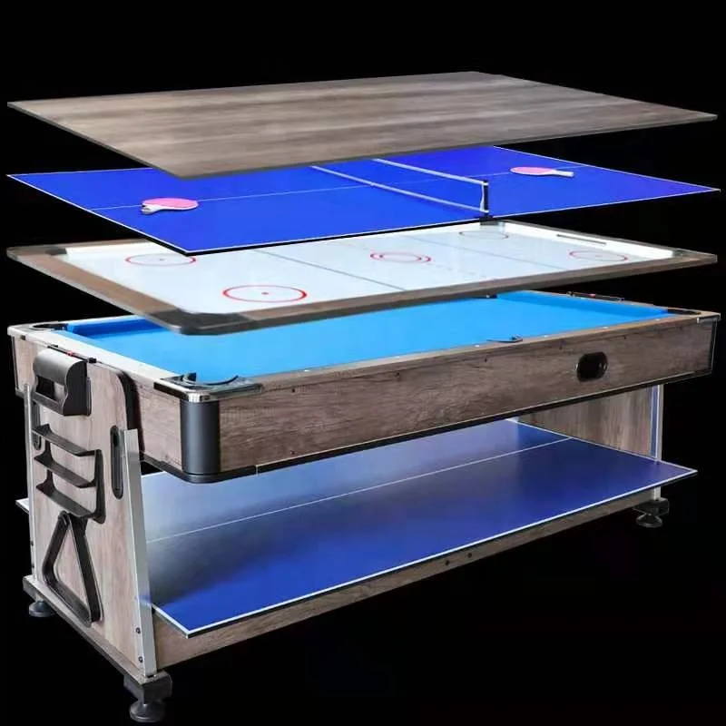

7FT New Fashion 4 in 1 Rotating Multi Game Table Set with Billiard Table/ Air Hockey/Tennis/Dinning Table