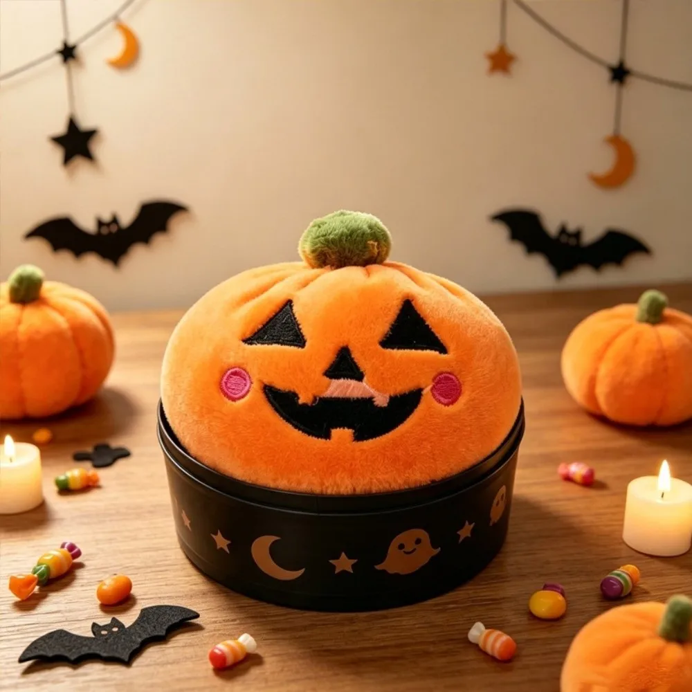 Cute Halloween Dumpling Squeeze Toys Soft with Tray Doll Sensory Toy Cartoon Pumpkin Pinching For Kids