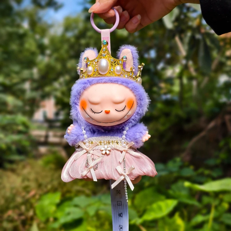 Muñecas Labubu Idol de 17cm, tocado de corona Retro, vestido de Boda de princesa reina, Sudadera con capucha bonita de Corea Kpop Exo, accesorios para muñecas de peluche