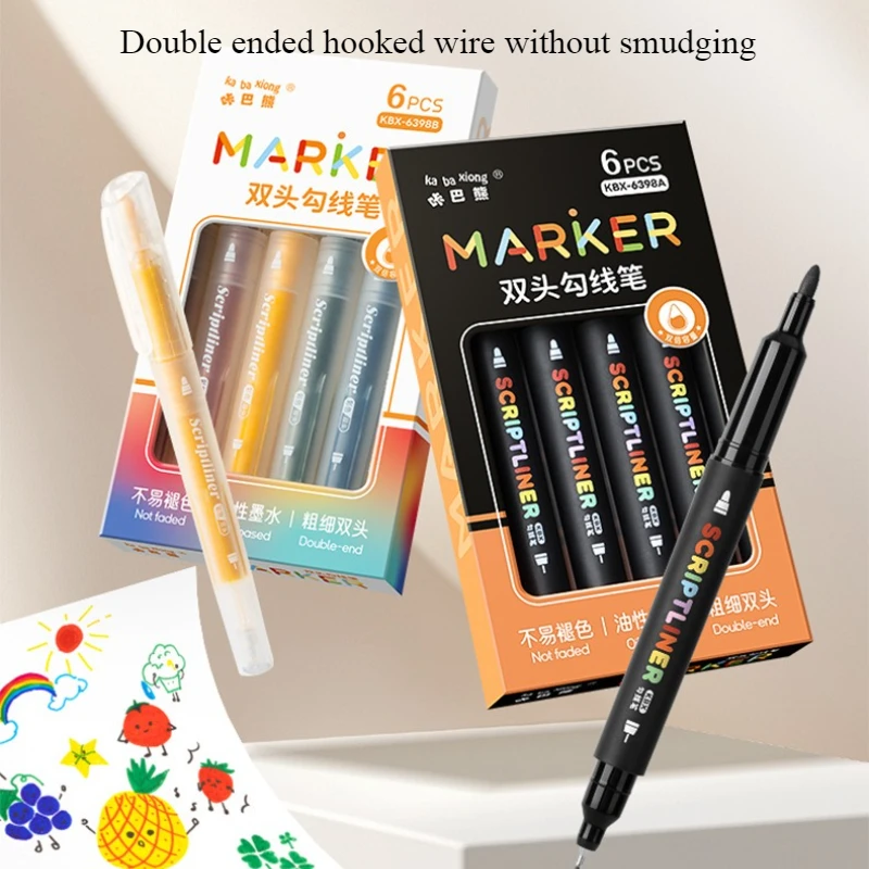 

Colorful Double Ended Hook Pen Marker Pen Student Art Drawing Brush Oil-based Ink DIY Painting Graffiti Painting Enthusiasts