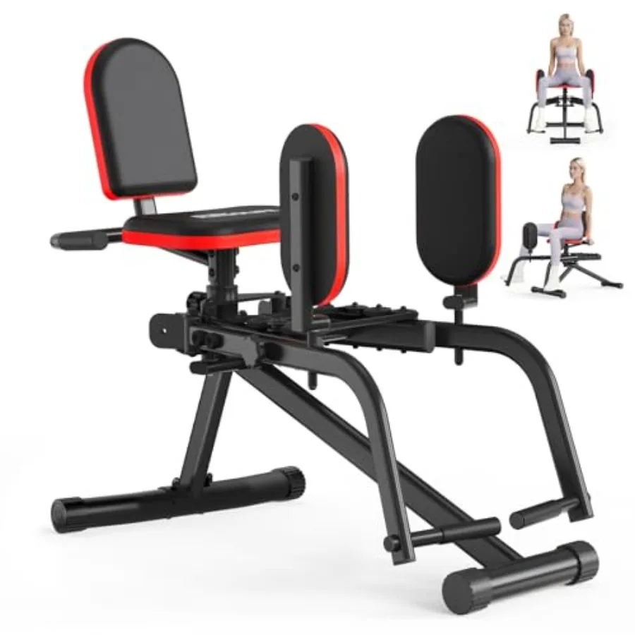 Home gym hip abductor adductor machine, steel frame, black, 6-level resistance for inner/outer thigh glute workouts, plush padd