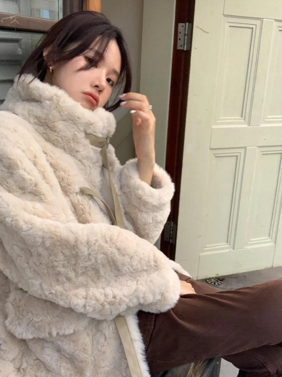 

Lamb Wool Jacket Coat Woman Jogger Runner Racer Sprinter Marathoner Hurdler Athlete Sportsman Competitor Challenger Contestant