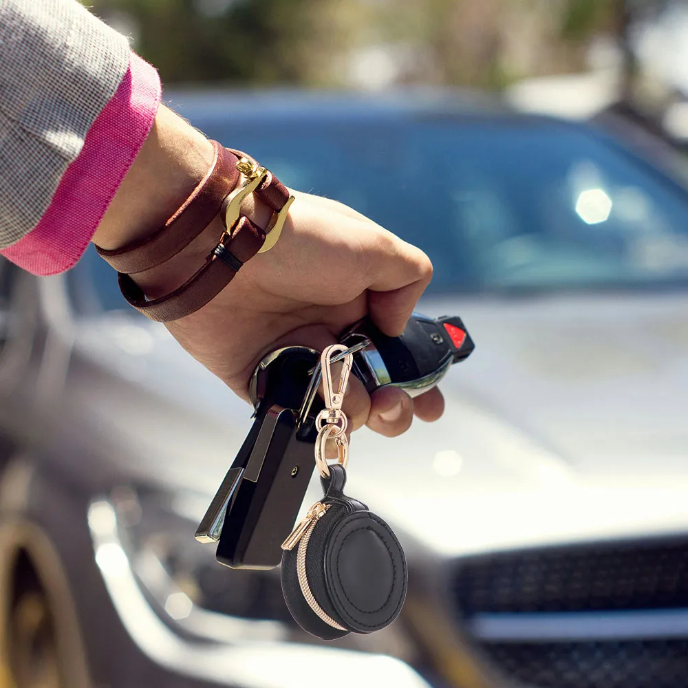 

Mini Portable Jewelry Storage Bag Necklace Ring Round Storage Case With Keychain Earring Organizer Minimalist Jewelry Box Travel