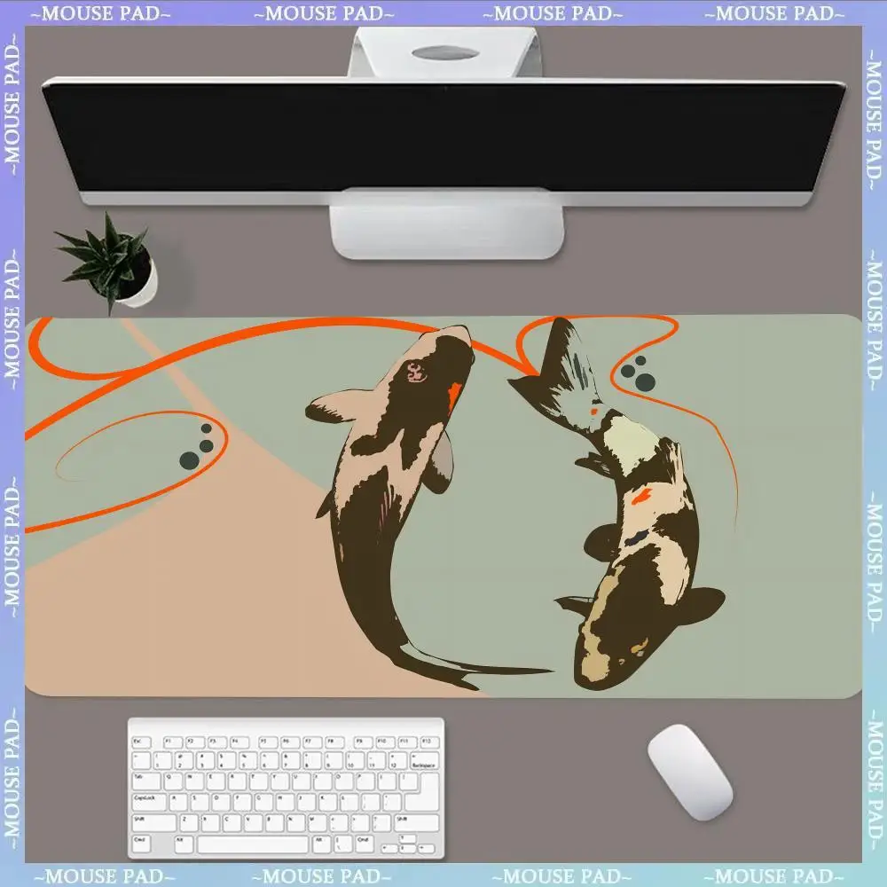 Alfombrilla de ratón de Tai Chi Fish MINISO, almohadillas grandes para juegos, bloqueo XL, tamaño de borde para Gamee, regalos para hija, niño, hermano, amigo, mundo