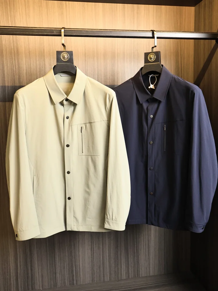 Men's Business Commuter Outdoor Long Sleeve Shirt Full Pressure Glue Seamless Technology Autumn Fashion Urban Style Standard Fit