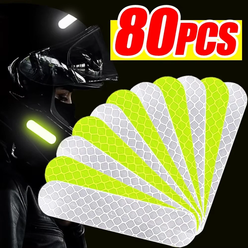 10/40/80PCS Night Reflective Strip Warning Stickers Waterproof High Visibility Reflector Tape for Car Motorcycle Helmet Bicycle