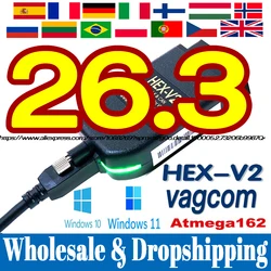 2026 VCDS VAGCOM Interface VCDS CAN HEX V2 Update V26.3 FOR VW For AUDI Skoda Seat Multi-Language Car Auto com Diagnostics Tools
