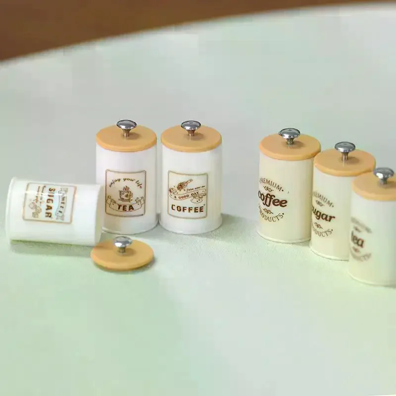 3Pcs Puppenhaus Simulation Nordic Lagerung Jar Modell Küche Lagerung Organzier Candy Box Miniatur Lebensmittel Und Spielen Trockenen Waren Dosen