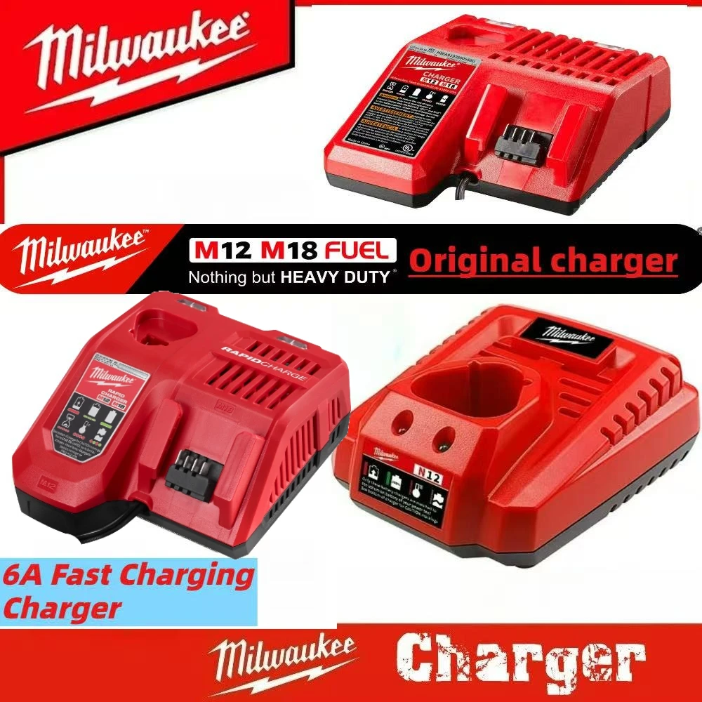 Milwaukee M18 M12-18C Replace 3A 6A 12V 14V 18V Rapid Fast Li-Ion Charger Fit Dual Port Multi-Voltage Lithium-Ion Battery