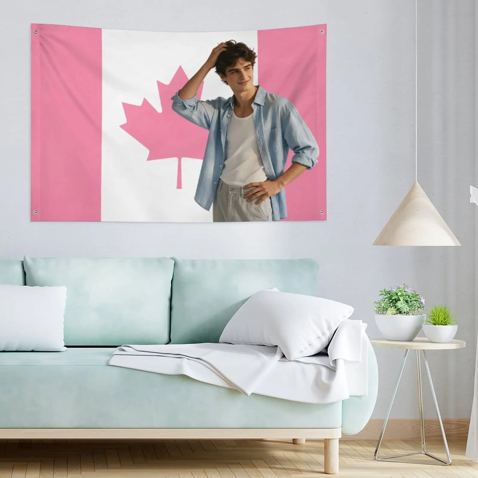 Custom Pink Canada Flags Tapestry Baner Outdoor Funny Gift Personlized Flag with Photo Durable Polyester 4 Eyelets Room Decor