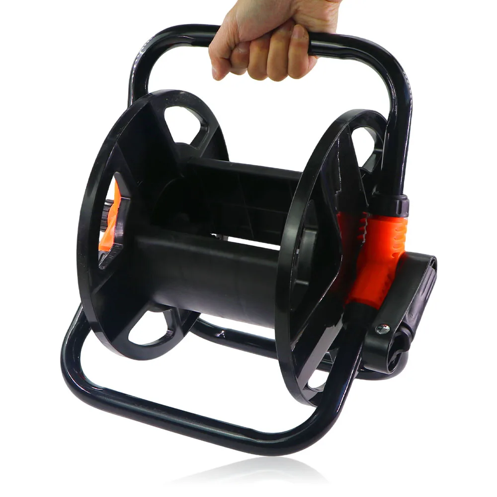 Hose Reel Portable Water Pipe Storage Rack Single Arm Tube Coiler with 16mm Quick Connector Garden Irrigation Car Wash Supplies