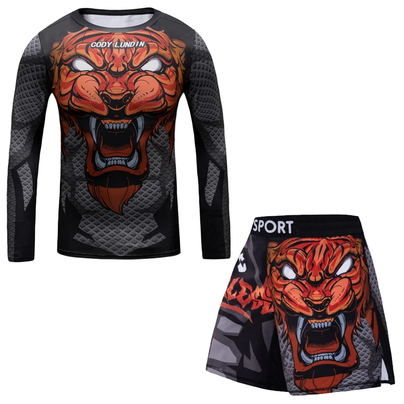 Children MMA Rashguard For Kids Jiu Jitsu T-shirt+Pant Sportsuit Boy MMA Shorts Clothing Bjj Kickboxing Jerseys Running Sets