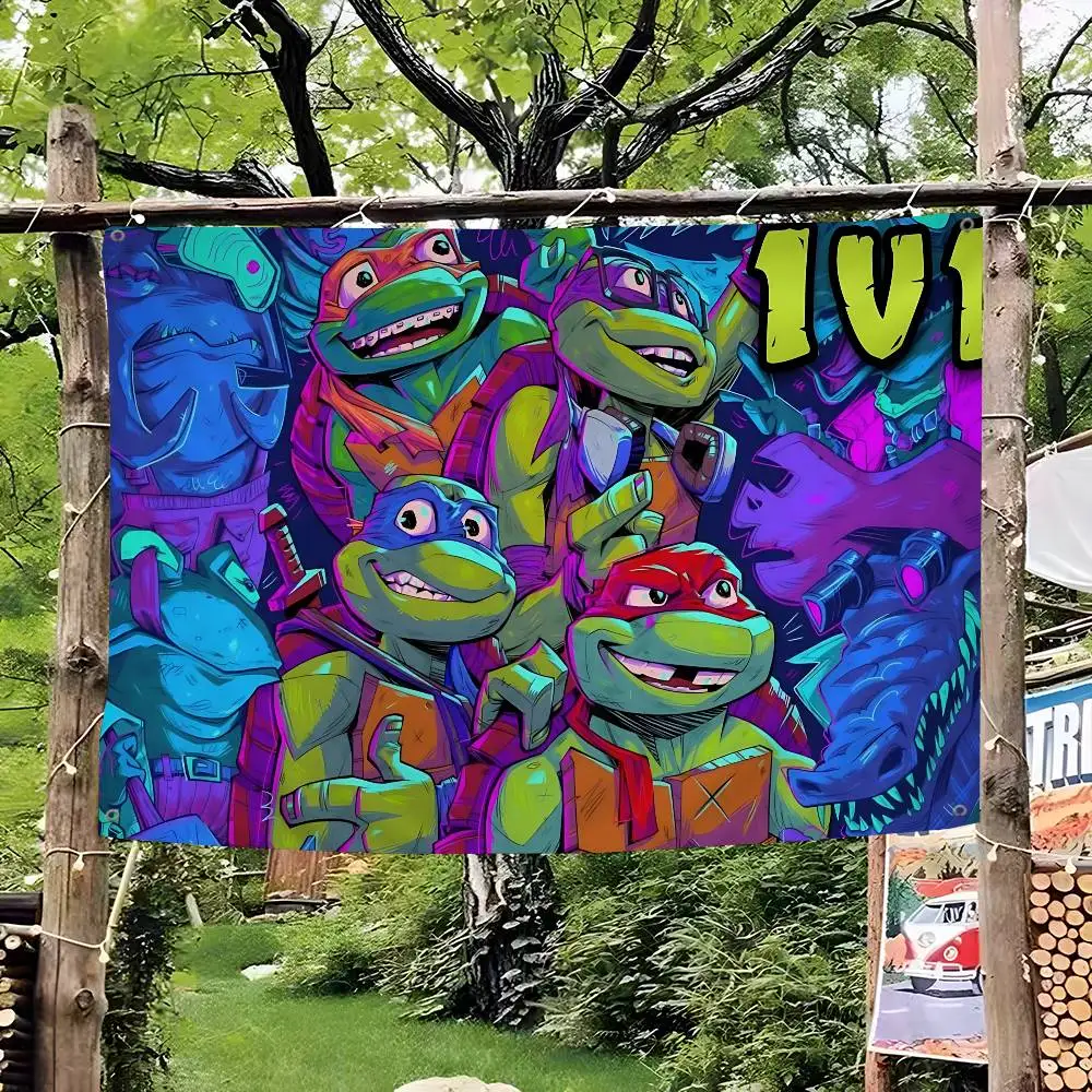 Animated Series N-Ninja T-Turtles Creative Pattern Hanging Flag Polyester Printed Banner Hand Pulled Flag