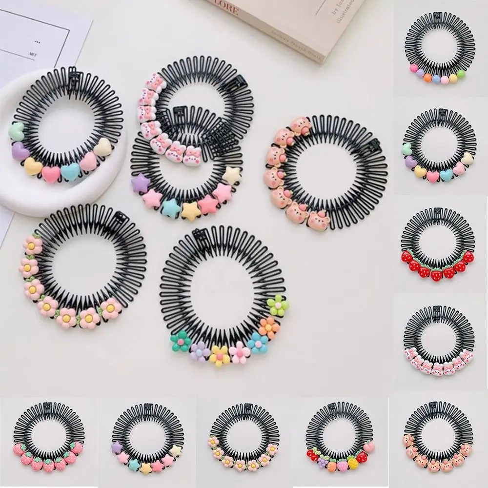 

Spring Cartoon Invisible Extra Hair Holder Round Teeth Hair Styling Comb Cartoon Design Fixed Combs Fixed Teeth Combs Headwear