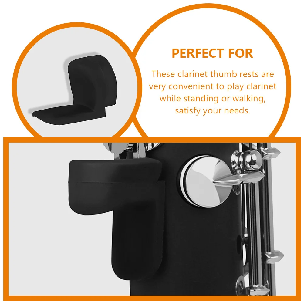 Apoios para polegar para clarinete, 4 unidades, silicone, almofada de suporte para dedo para clarinete, oboé, macio e confortável, acessório de instrumento, almofada durável