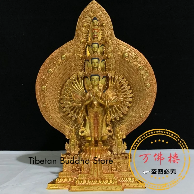 37cm Thousand-Hand Kwan-Yin Copper Gilt Buddha Statue Tibetan Supplies Factory Direct Sales Wholesale