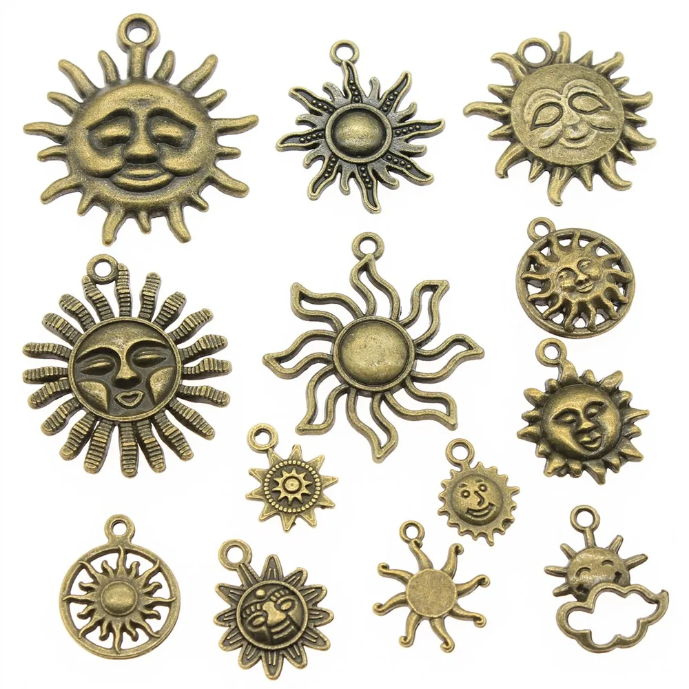 40gram Antique Bronze Color Zinc Alloy Mix Styles Sun Moon Star Charms Pendant Jewelry Accessories