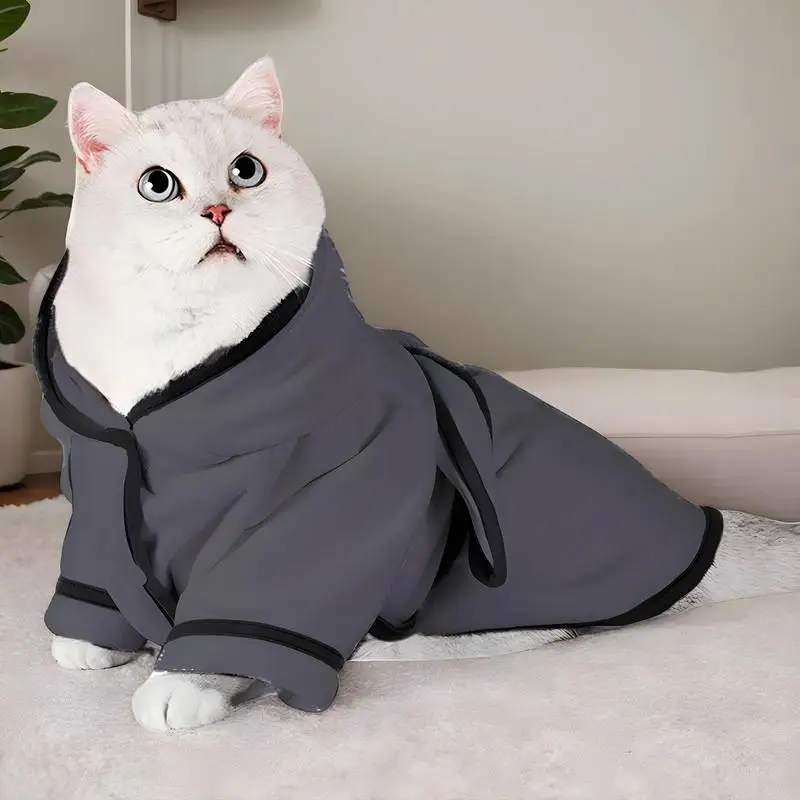 Dog Robes For After Bath Hooded Cat Bath Robe Dog Bathrobe Super Absorbent Dog Robe Dog Drying Towel Bath Towels For Small