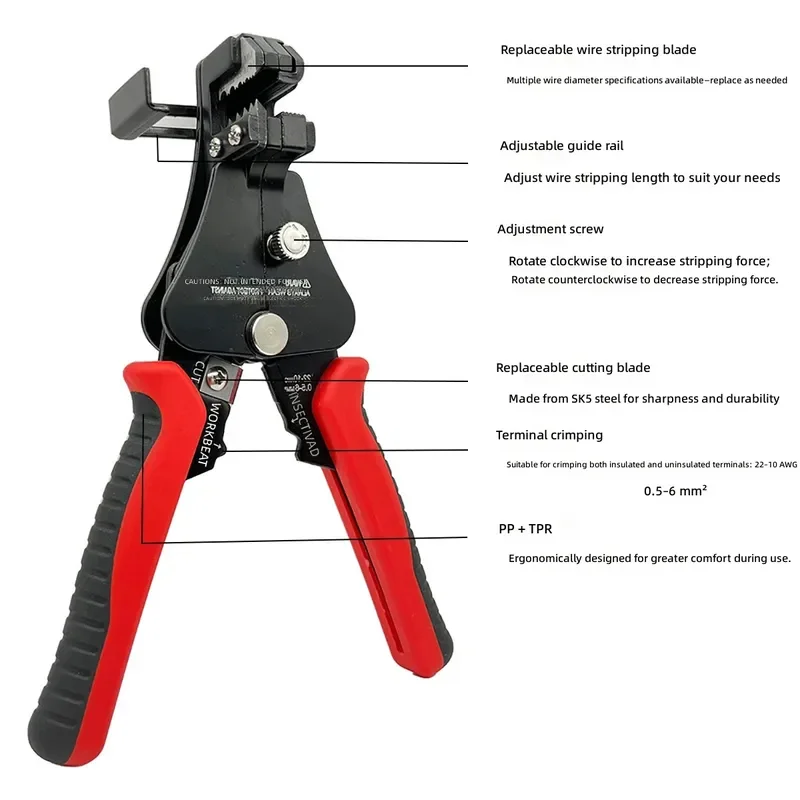 for New Multifunctional Wire Stripper Tubular Crimping Pliers Automatic Cable Clipper Optical Fiber Cable Clipper