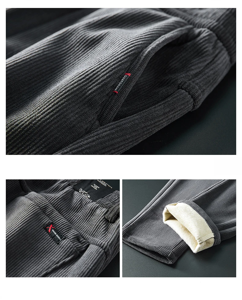 2026 Winter Fleece Warme Cordhose für Herren – Lässige Outdoor- und Business-Hose mit dickem Flock-Plüsch in Schwarz, Grau, Braun – Detail 4