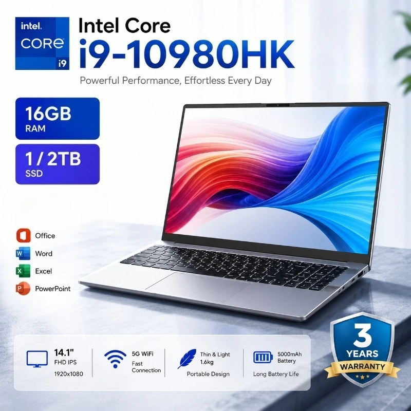 Intel Core I9 10980HK laptop 14.1 inch 16GB RAM 1/2TB SSD Portable Gaming laptops Office PC Notebook computer