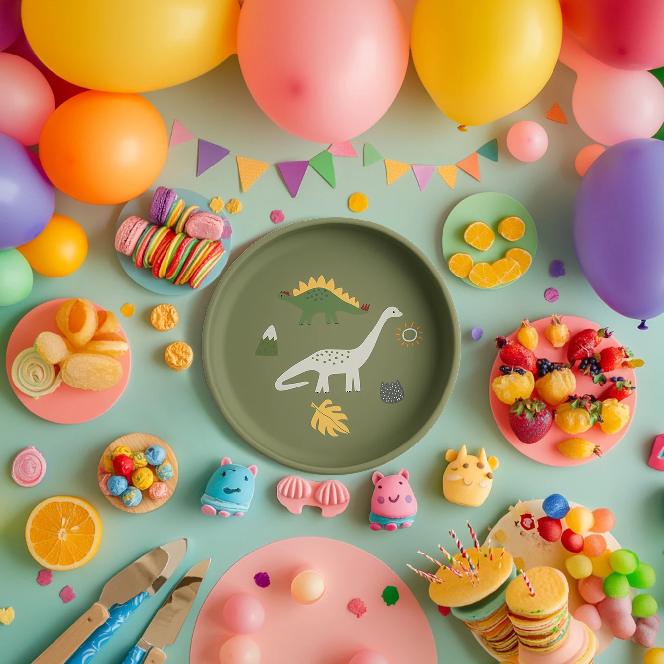 1PCS Baby Silicone Dishes Plate New Dinosaur Pattern Food Tray Baby Dishes Feeding Bowl Newborn Learning Plate To Eat Tableware