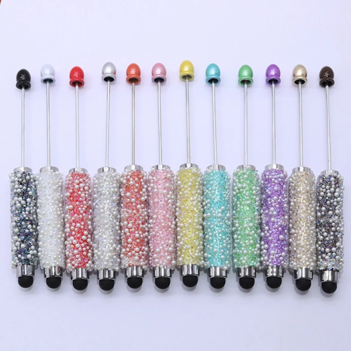 12Pcs Starry Sky Stylus Pen with DIY Sugar Beads - 2-in-1 Creative Writing & Touch Screen Beaded Pen