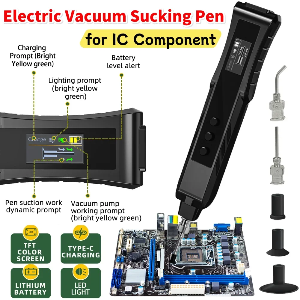 Electric Vacuum Chuck Suction Pen Anti-static Rechargeable Vacuum Pickup Tool Vacuum Suction Pen for IC Chip SMD SMT Repair Work