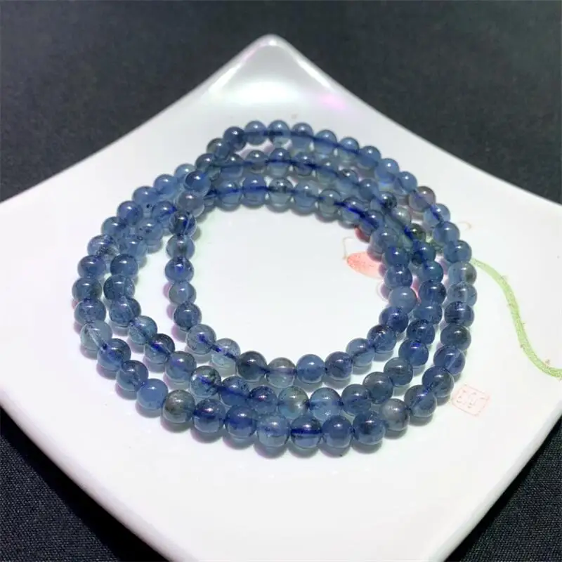 6MM Natural Aquamarine Triple Circle Bracelet Healing Visuddhi Chakra Stress Relief Reiki Yoga Energy Gift 1PCS