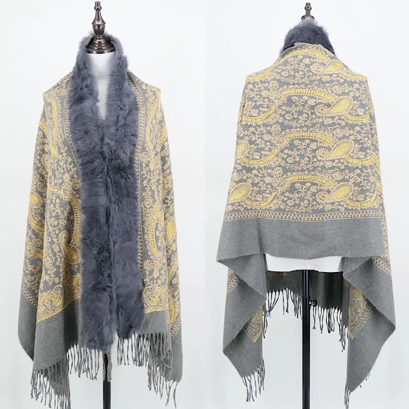 2024 Pashmina Women Shawls Mujer Bufanda Scarf Mujer Bufanda Scarf Muffler Poncho New Winter Gold Embroider Wraps Tassel Scarf