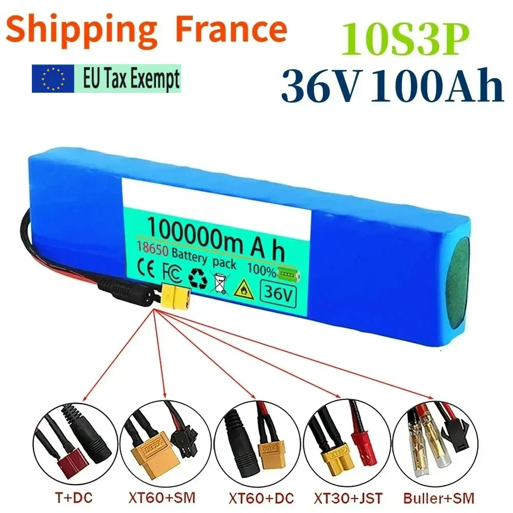 Image of Versand nach Frankreich: 36V 100Ah 18650 Lithium-Akku 10s3p 100000mAh 1000W 42V Elektroroller-Akku mit Batteriepack