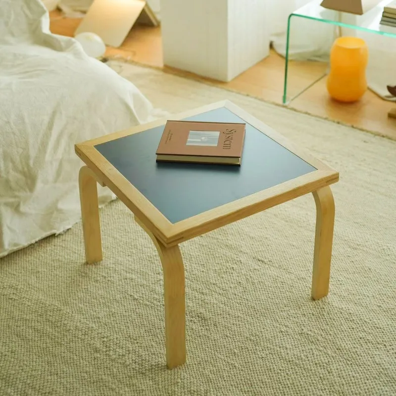 Medieval style coffee table side corner few Bauhaus foldable designer small square table creative solid wood ins style