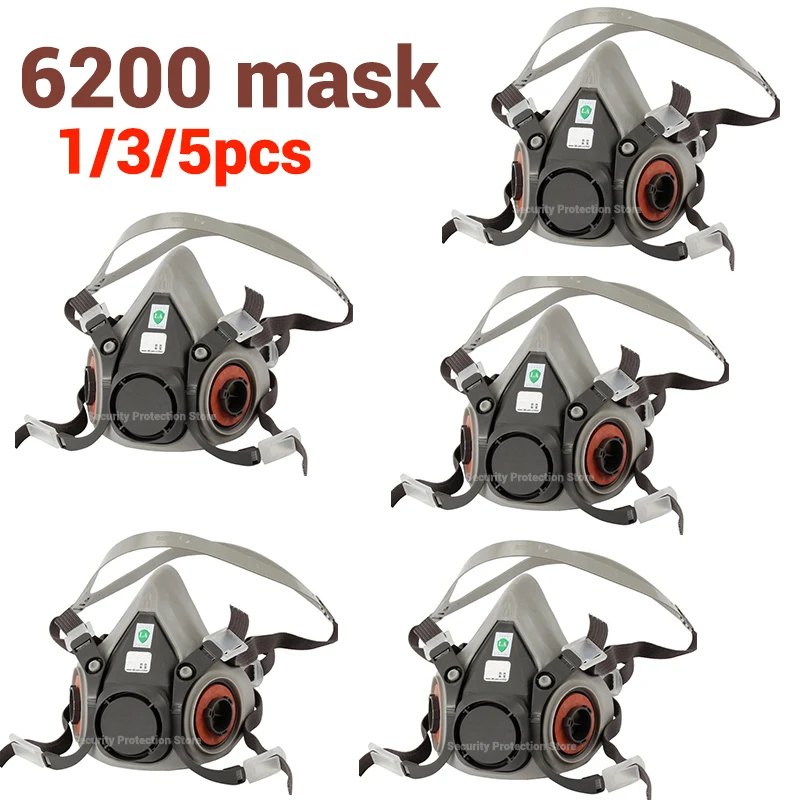 5/3/1pcs 6200 Half Facepiece Respirator Organic Protection Dust-proof Mask Gas Mask Anti Haze Painting Spraying Protective Mask