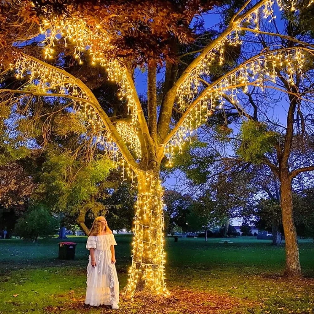 

LED Solar Icicle String Lights Waterproof Fairy Garland Christmas lights Halloween Outdoor Decorations Party Home Garden Decor
