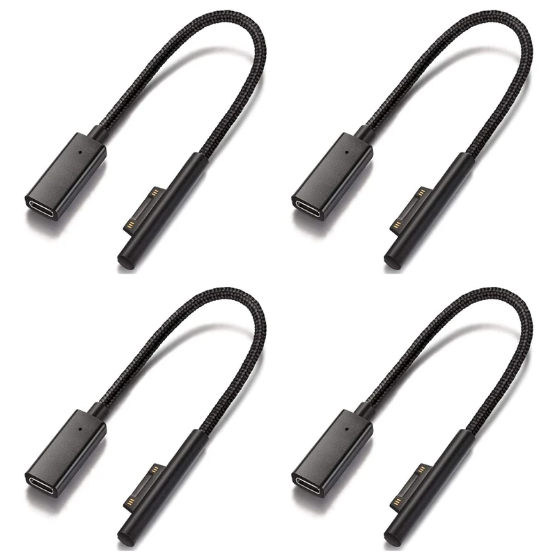 4X Nylon Braided For Surface Connect To USB-C Charging Cable For Surface Pro7 Go2 Pro6 5/4/3 Surface Laptop Book