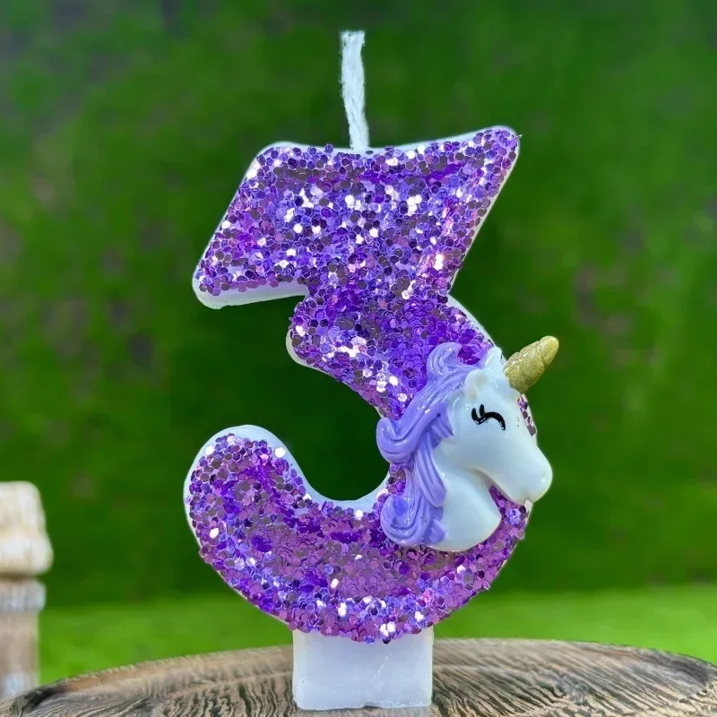 Happy Birthday Cake Decoration Digital Candles 0-9 DIY Unicorn Creative Party Cake Decoration Anniversary Commemorative Candles