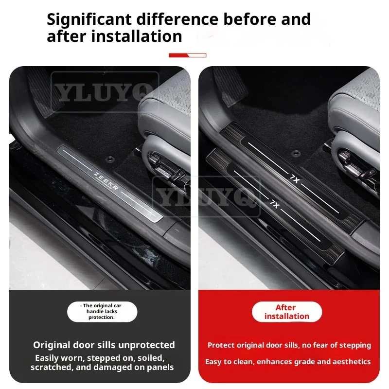 ZEEKR 7X Door Sill Car Threshold Anti-Scratch Strip Stainless Steel Welcome Pedal Protective Strip Accessories Modification