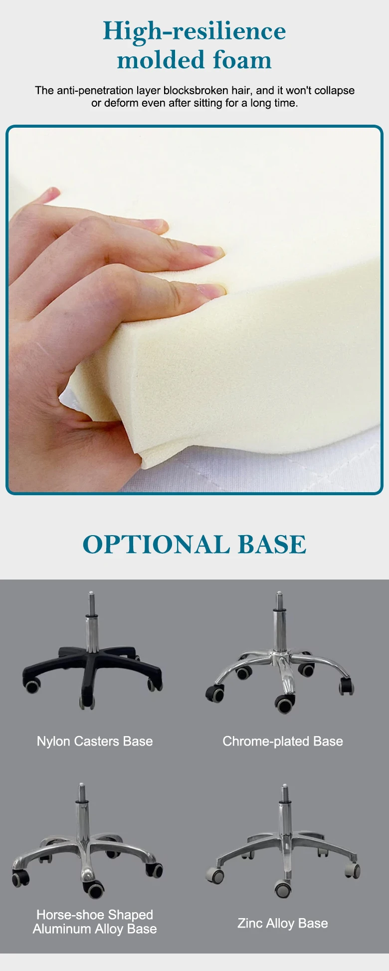 PU-Sattel-Fußpedal, ergonomischer, geräuscharmer Drehstuhl für Zahnärzte, Friseure, Tätowierer, Ärzte, höhenverstellbarer, drehbarer, verstellbarer Kosmetikstuhl – Detail 7