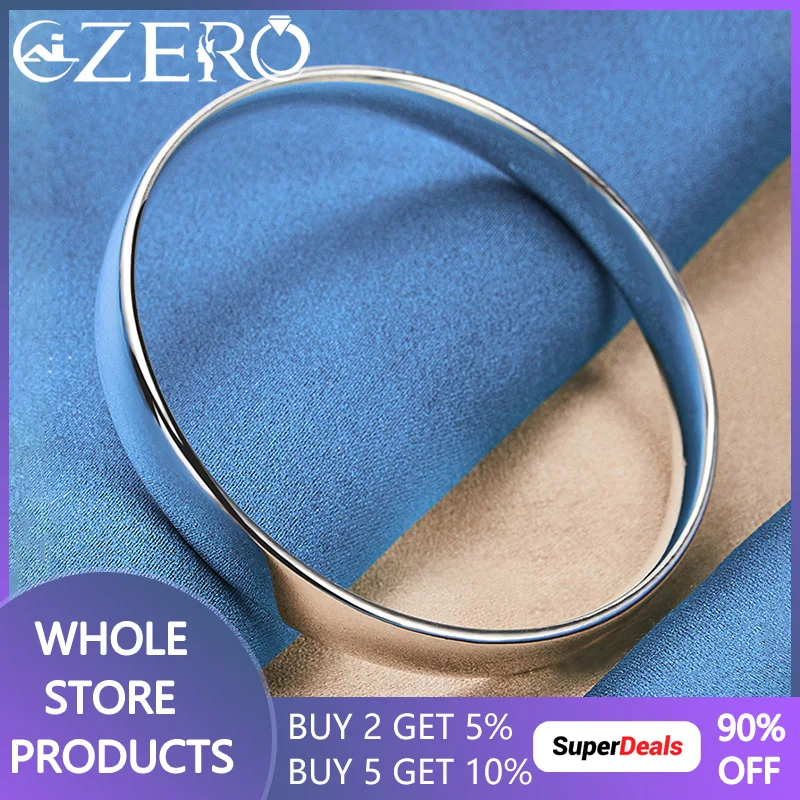 

ALIZERO 925 Sterling Silver Solid 10mm Cuff Bangle Bracelet For Women Man Wedding Engagement Party Fine Jewelry Accessories