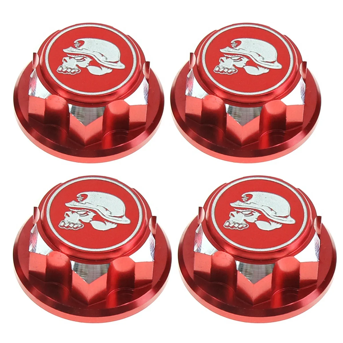 4Pcs 17mm M12 Metal Wheel Hex Nut Cover for 1/7 Motor KM RC Car Arrma Mojave Upgrades Parts, Red